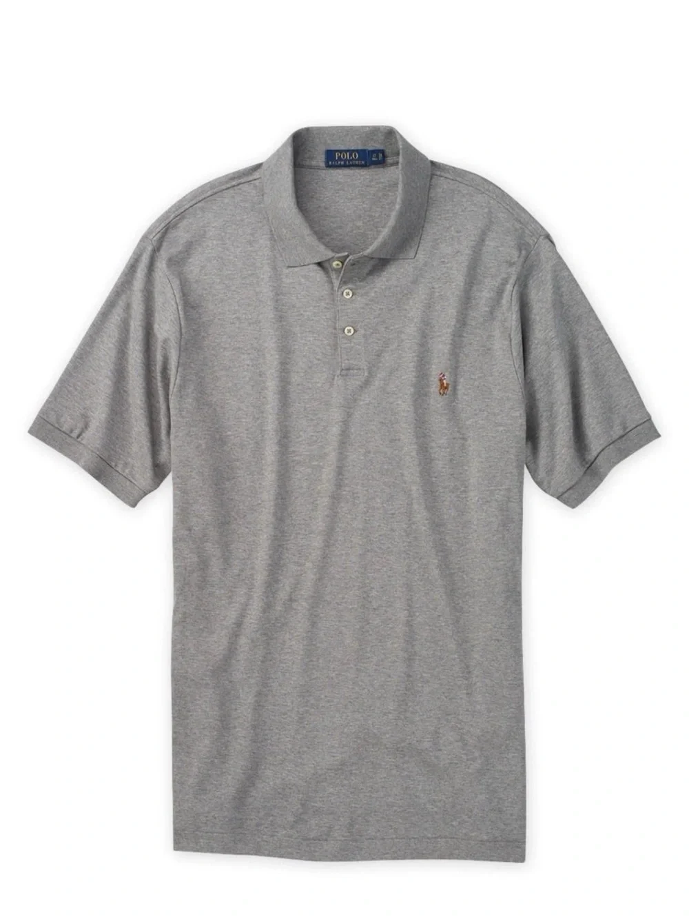 Polo Ralph Lauren Mens Large Gray Golf Polo Pima Soft Touch Custom Fit shirt